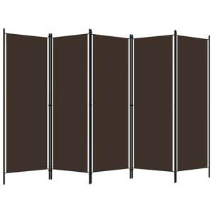 Barbel Fabric 5 Panels 250cm x 180cm Room Divider In Brown