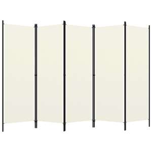 Barbel Fabric 5 Panels 250cm x 180cm Room Divider In White