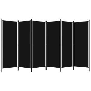 Barbel Fabric 6 Panels 300cm x 180cm Room Divider In Black