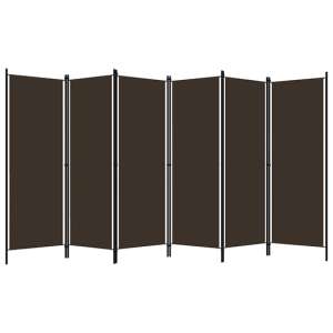 Barbel Fabric 6 Panels 300cm x 180cm Room Divider In Brown