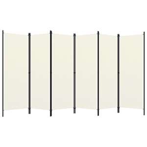 Barbel Fabric 6 Panels 300cm x 180cm Room Divider In White