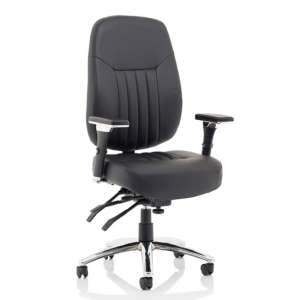 Barcelona Leather Deluxe Office Chair In Black With Arms