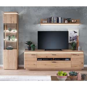 Barcelona LED Living Room Set In Planked Oak With TV Stand