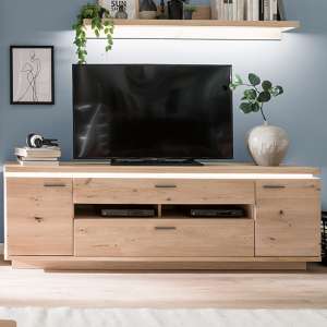 Barcelona LED TV Stand In Planked Oak With 2 Doors 2 Drawers