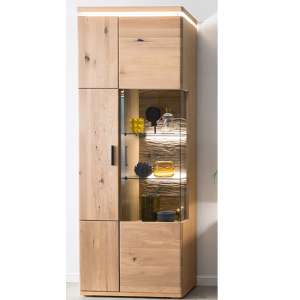 Barcelona LED Wooden Display Cabinet In Planked Oak With 2 Door