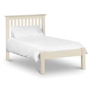 Ballari Wooden Low Foot End Single Bed In Stone White