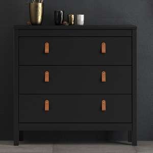 Barcila Chest Of Drawers In Matt Black With 3 Drawers