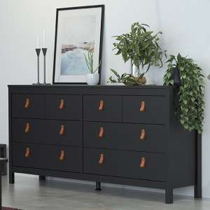 Barcila Large Chest Of Drawers In Matt Black With 8 Drawers