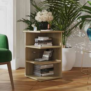 Bardia Wooden Side Table With 3 Shelves In Sonoma Oak
