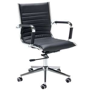 Bari Medium Back Faux Leather Executive Chair In Black