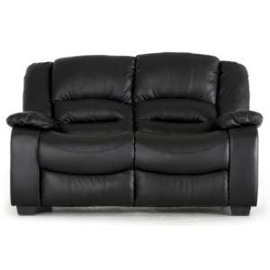 Barletta Upholstered Leather 2 Seater Sofa In Black