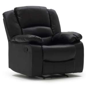 Barletta Upholstered Recliner Leather Armchair In Black