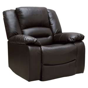 Barletta Upholstered Recliner Leather Armchair In Brown