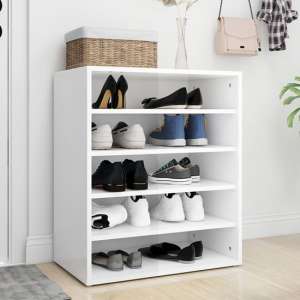 Barrera High Gloss Shoe Storage Rack With 5 Shelves In White