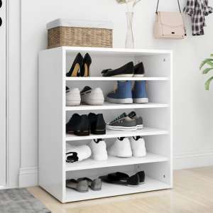 Barrera Wooden Shoe Storage Rack With 5 Shelves In White