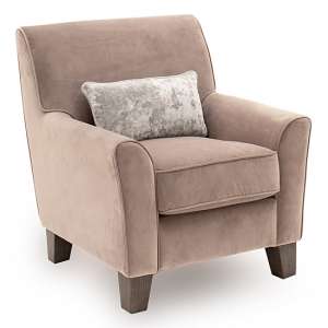 Barresi Fabric Accent Chair In Taupe With Wooden Legs