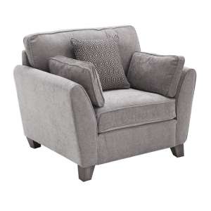 Barresi Fabric Sofa Chair In Silver Finish With Wooden Legs