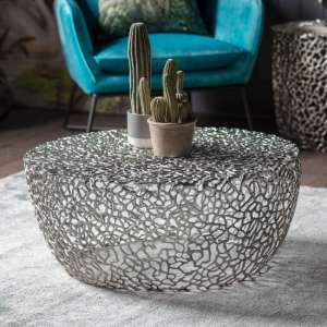 Barrington Round Aluminum Coffee Table In Silver