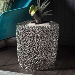 Barrington Round Aluminum Side Table In Silver
