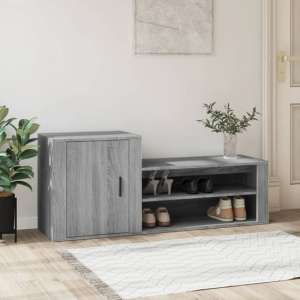 Barrington Wooden Hallway Shoe Storage Cabinet In Grey Oak