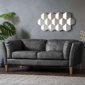 Bartow Leather 2 Seater Sofa With Solid Ash Legs In Ebony