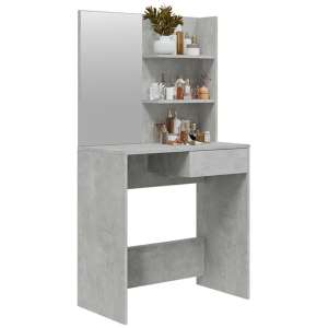 Basile Wooden Dressing Table With Mirror In Concrete Effect