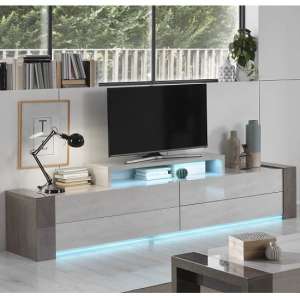 Basix TV Stand Wide In Dark And White Marble Effect Gloss LED
