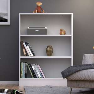 Baskon Wooden Low Wide 2 Shelves Bookcase In White