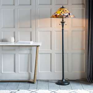 Bauchi Tiffany Glass Floor Lamp In Dark Bronze