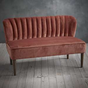 Bawtry Velvet 2 Seater Sofa In Pink With Wooden Legs