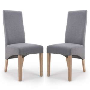 Basrah Steel Grey Linen Wave Back Dining Chair In A Pair