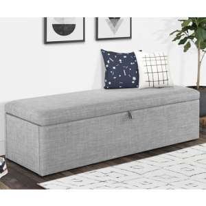 Sadzi Linen Fabric Upholstered Blanket Box In Light Grey