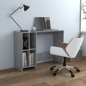 Becker Wooden Laptop Desk With 4 Shelves In Concrete Effect