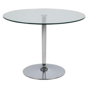 Beckin Clear Glass Top Dining Table With Chrome Metal Base