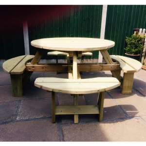 Becontree Round Wooden 8 Seater Picnic Dining Set