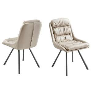 Begelly Taupe Faux Leather Dining Chairs In Pair