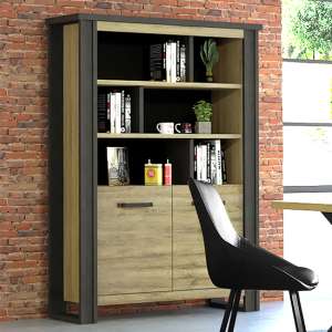 Beira Wooden Display Cabinet With 2 Doors In Oak