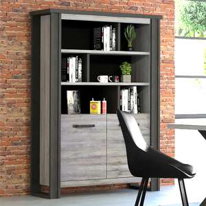 Beira Wooden Display Cabinet With 2 Doors In Robust Oak