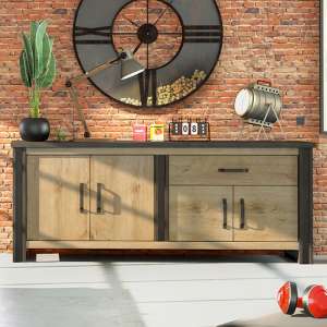 Beira Large Wooden Sideboard With 4 Door 1 Drawer In Oak