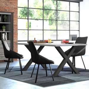 Beira Robust Oak 170cm Wooden Dining Table With 4 Black Chairs
