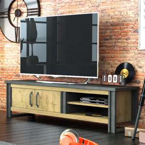 Beira Wooden TV Stand With 2 Door 1 Shelf In Oak
