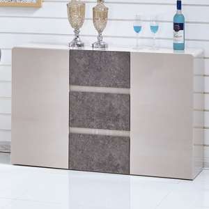 Belarus Wooden Sideboard In High Gloss Cream And Stone