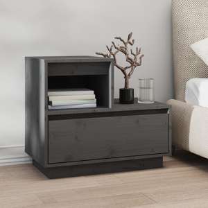 Belay Pinewood Bedside Cabinet With 1 Drawer In Grey