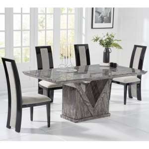 Balchor 180cm Marble Dining Table In Grey With 6 Allie Chairs