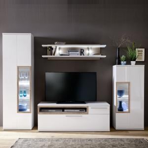 Belina Living Room Set 1 In White With High Gloss And LED
