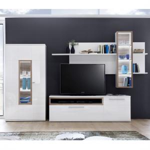 Belina Living Room Set 3 In White With High Gloss And LED