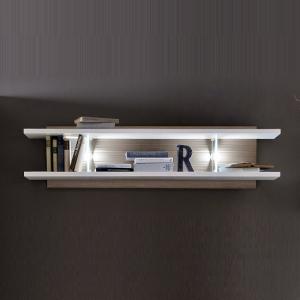 Belina Wall Display Shelf In White Oak And High Gloss With LED
