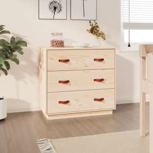 Belint Solid Pine Wood Chest Of 3 Drawers In Natural