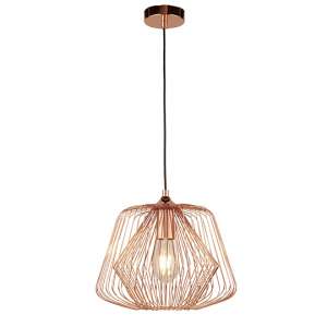 Bell Cage 1 Light Cage Pendant Ceiling Light In Shiny Copper