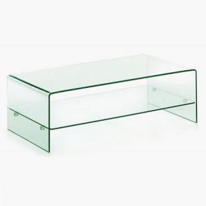 Afya Coffee Table Rectangular In Clear Glass With Shelf